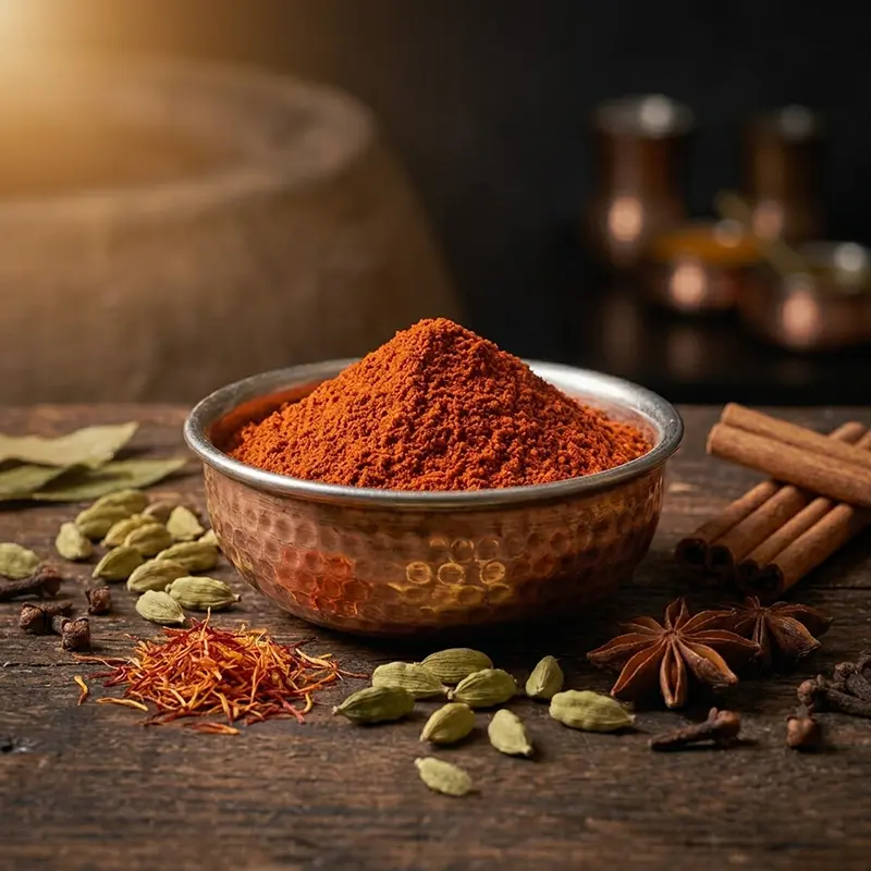 Especias indias recién molidas
